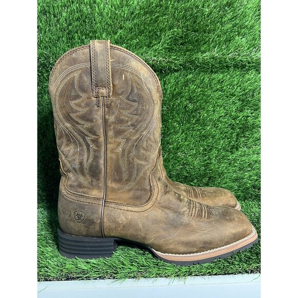 New Ariat® Sz 11D Mens Hybrid Rancher Distressed Brown Square Toe Boots 10023175 - Picture 5 of 8